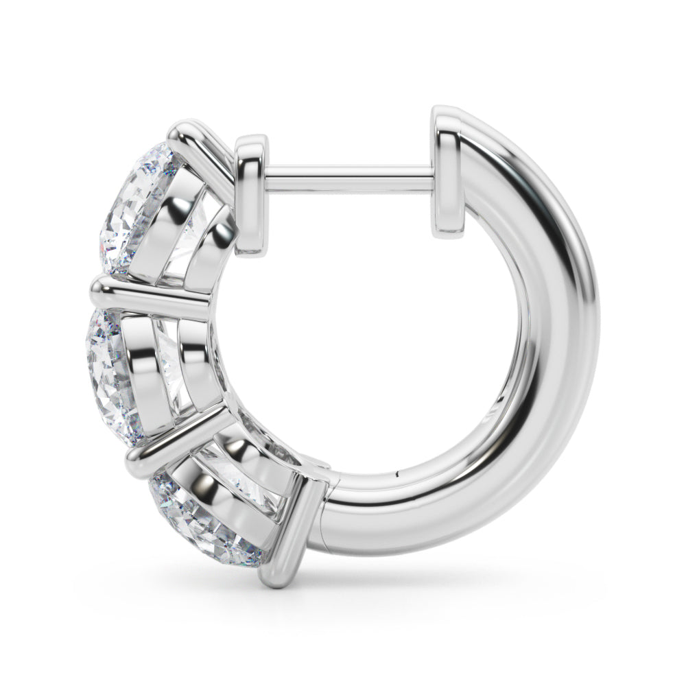 Three-Stone Diamond Huggie Earrings – 0.96 ct