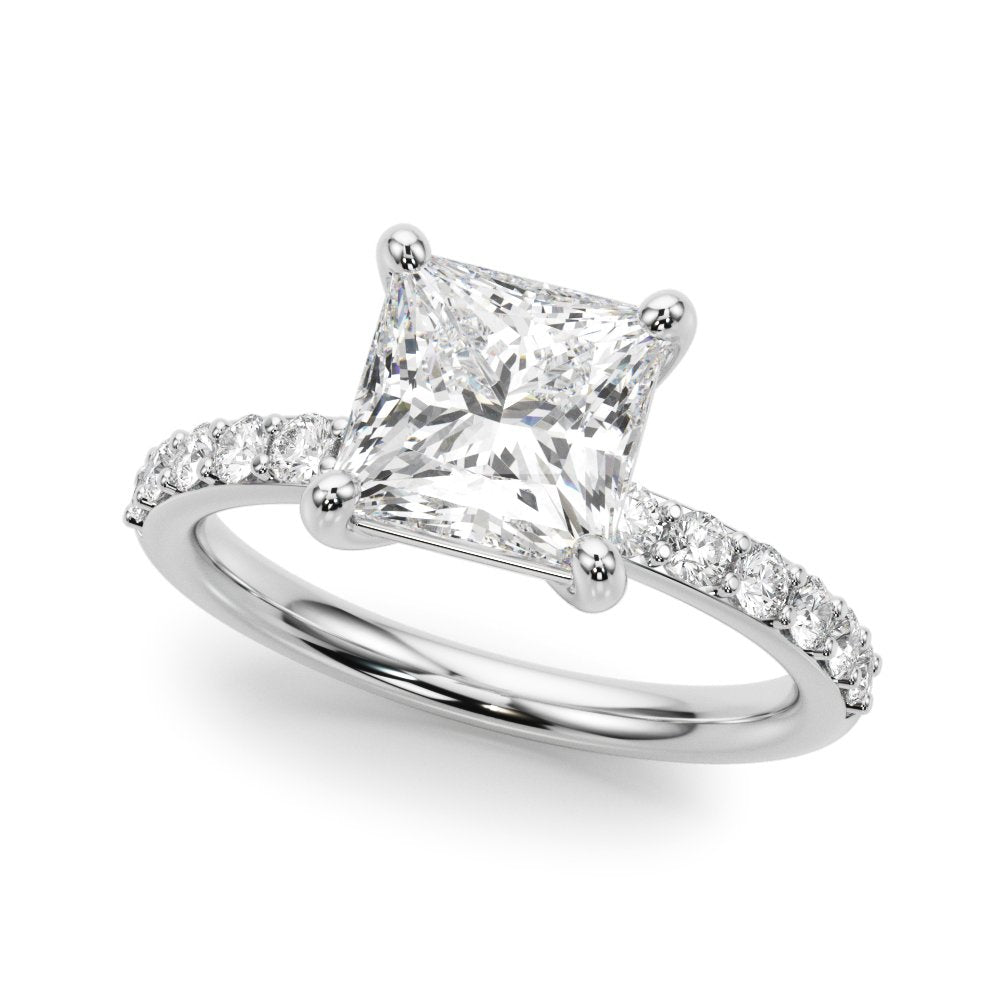 Bianca Princess-cut Single Row Engagement Ring In 14k White Gold