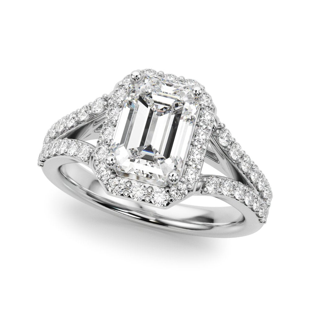 Zara Emerald Cut Hidden Halo Engagement Ring