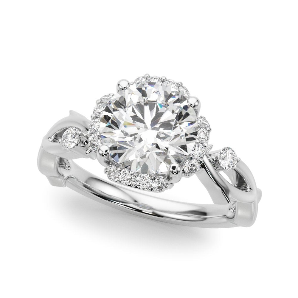 Tara Round Twisted Shank Halo Engagement Ring
