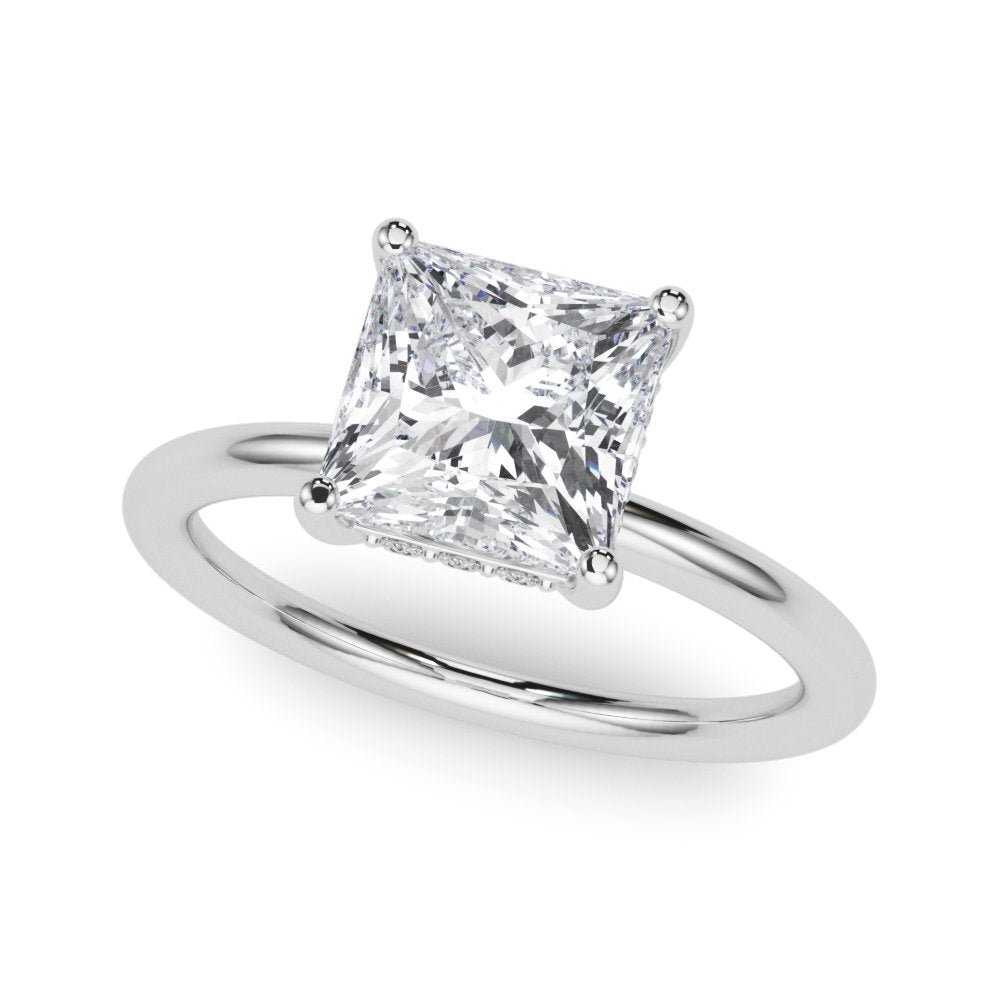 Mona Princess Cut Hidden Halo Engagement Ring