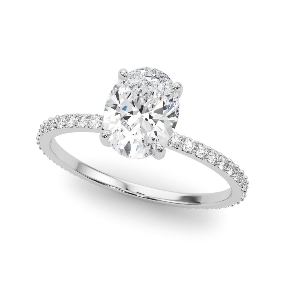 Felicia Oval Hidden Halo Single Row Engagement Ring