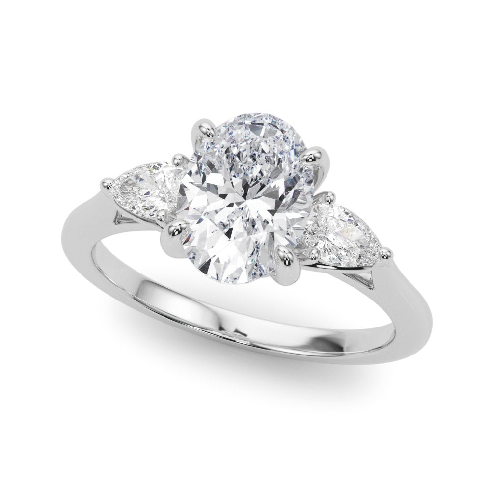 Magda Oval Three Stone Engagement Ring