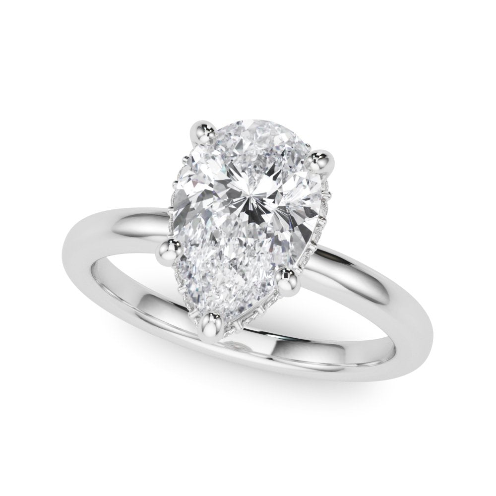 Marie Pear Hidden Halo Engagement Ring