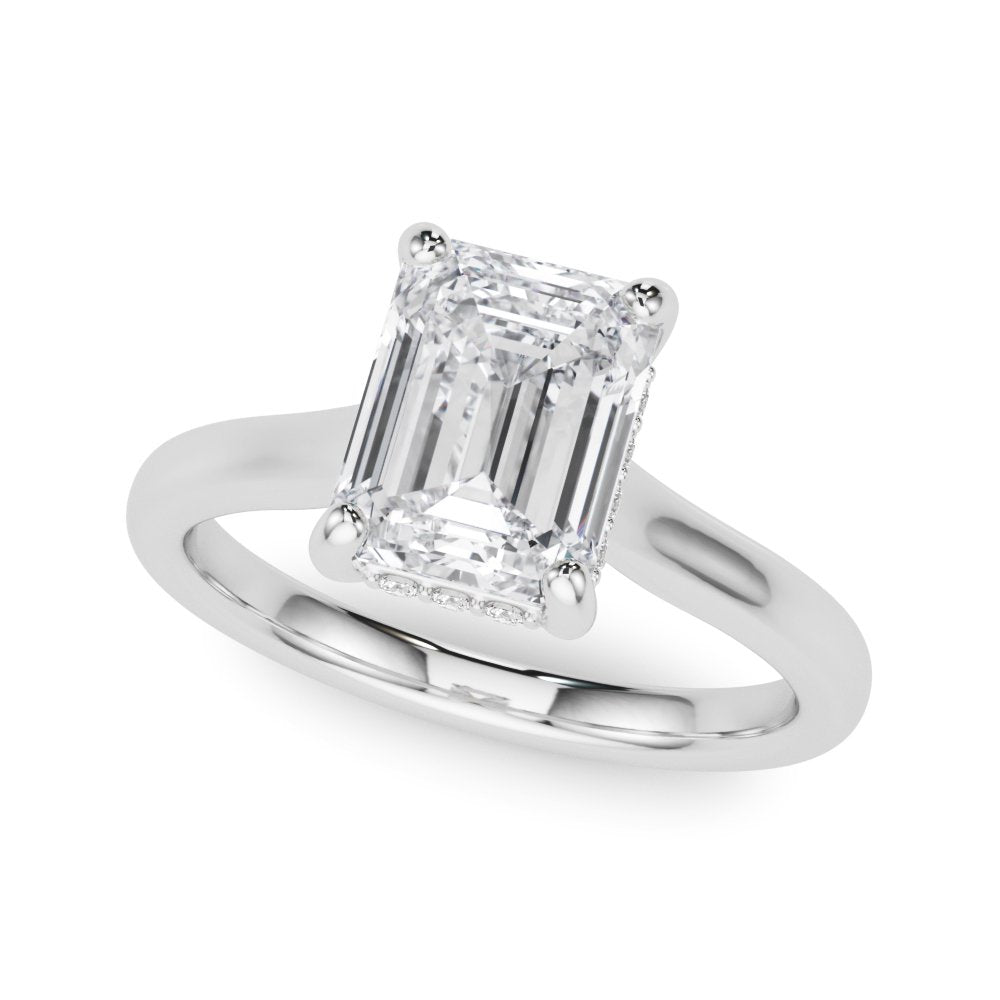 Lucy Emerald Cut Hidden Halo Engagement Ring