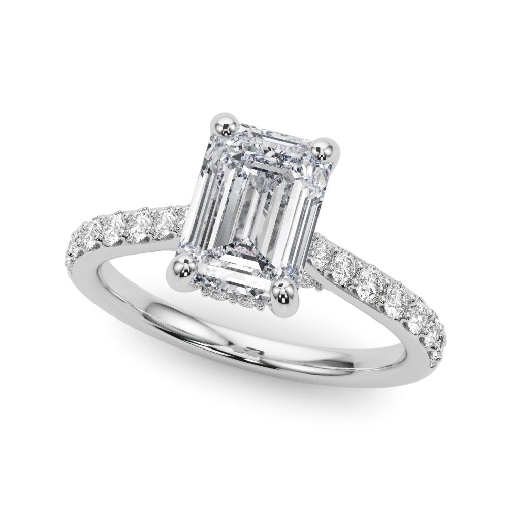 Anna Emerald Cut Hidden Halo Engagement Ring