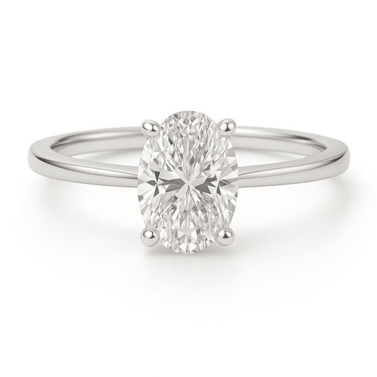 Oval Solitaire Ring 2.06ct E VVS2 18K White Gold Lab-Grown