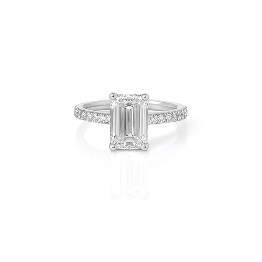 Emerald Cut Pave Engagement Ring 2.66ct E VVS2 Laboratory Grown