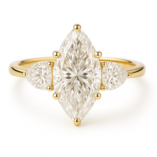 Marquise Solitaire Ring 2.08ct D VS1 18K Yellow Gold Lab-Grown