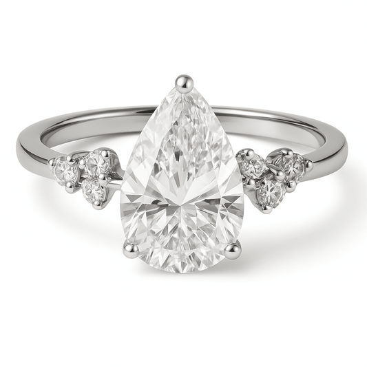 Pear Solitaire Ring 2.05ct E VS1 18K White Gold Lab-Grown