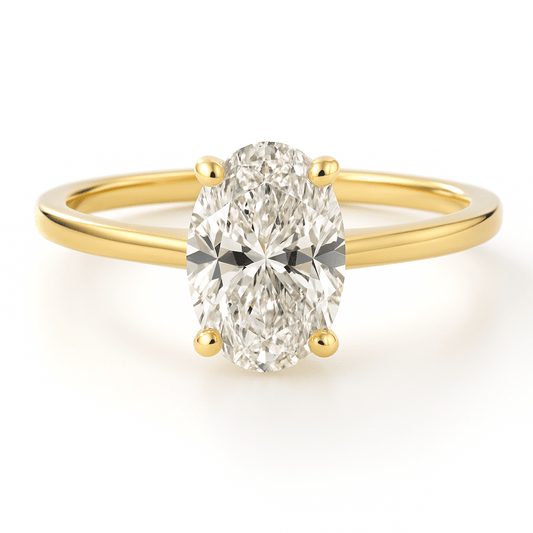Oval Solitaire Ring 2.06ct E VVS2 18K Yellow Gold Lab-Grown