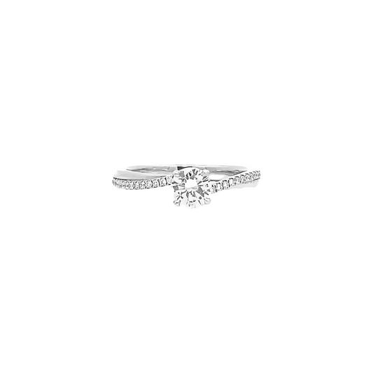 0.47ct, G, VS1, Round cut diamond twisted engagement ring