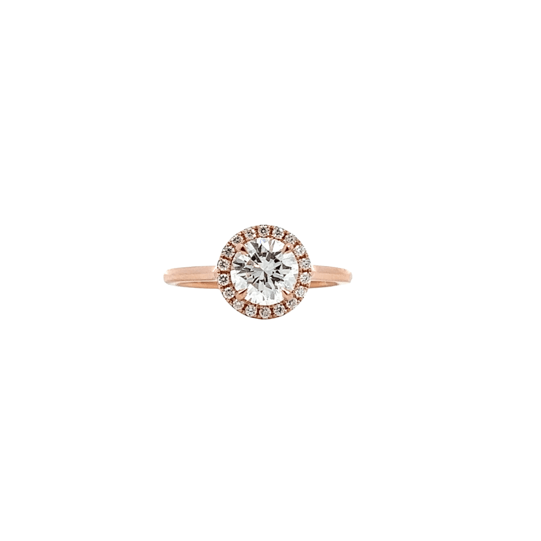 Round diamond halo engagement ring