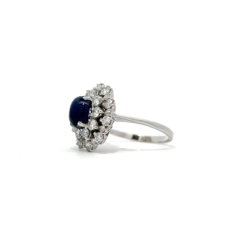 0.79ct Blue Sapphire Cabuchon cut Diamond ring