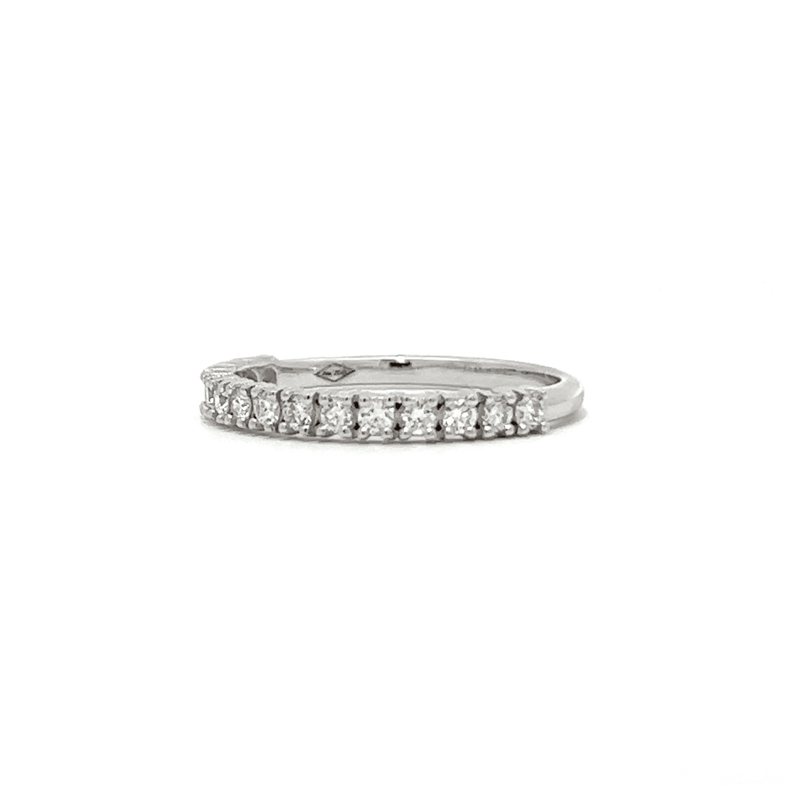 White gold halfway eternity ring