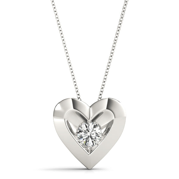 Heart-Shaped Diamond Solitaire Pendant – 0.10 ct