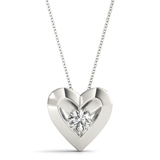 Heart-Shaped Diamond Solitaire Pendant – 0.10 ct