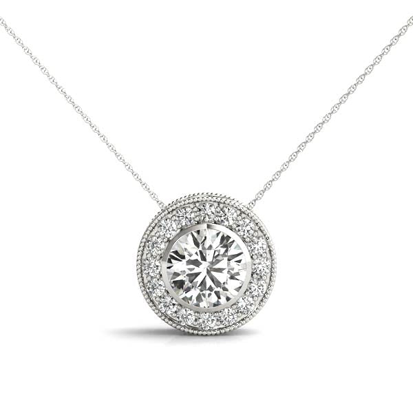 Vintage-Inspired Round Halo Diamond Pendant – 0.30 ct