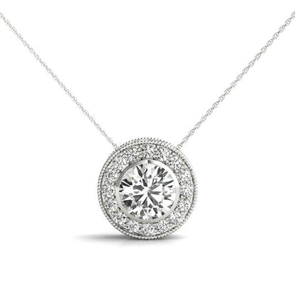 Vintage-Inspired Round Halo Diamond Pendant – 0.30 ct
