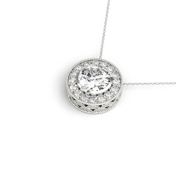 Vintage-Inspired Round Halo Diamond Pendant – 0.30 ct