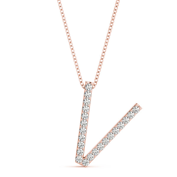 Aveline Letter V Diamond Pendant
