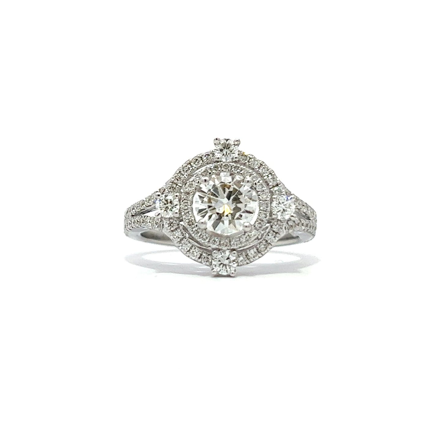 Art deco halo engagement ring