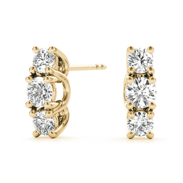 Magalie Three-stone Diamond Studs