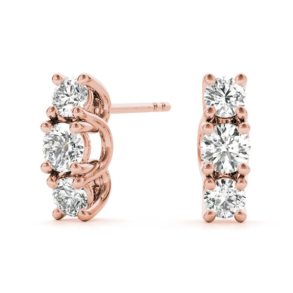 Magalie Three-stone Diamond Studs