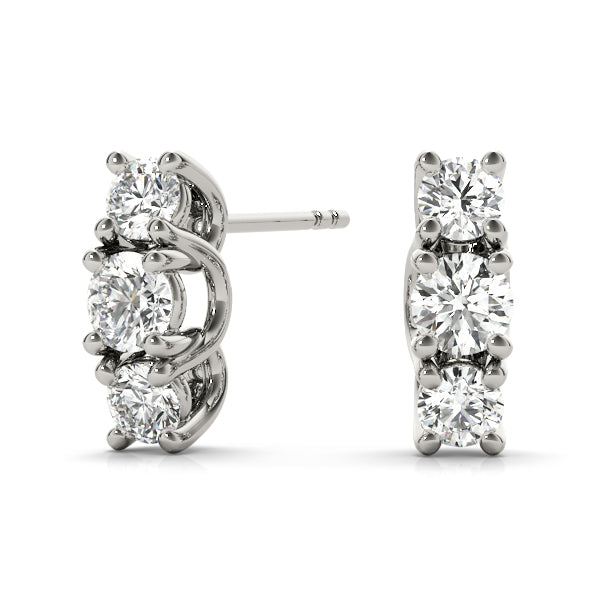 Magalie Three-stone Diamond Studs