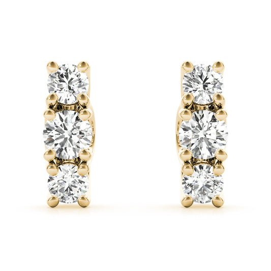 Magalie Three-stone Diamond Stud Earrings
