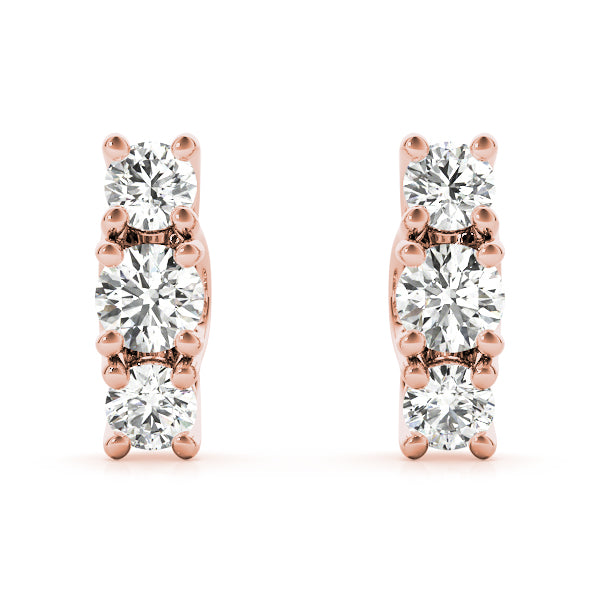 Magalie Three-stone Diamond Studs