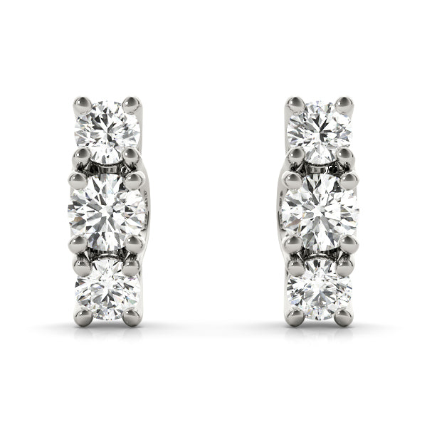 Magalie Three-stone Diamond Studs