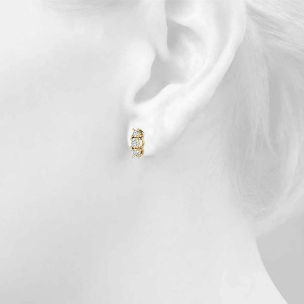 Magalie Three-stone Diamond Studs