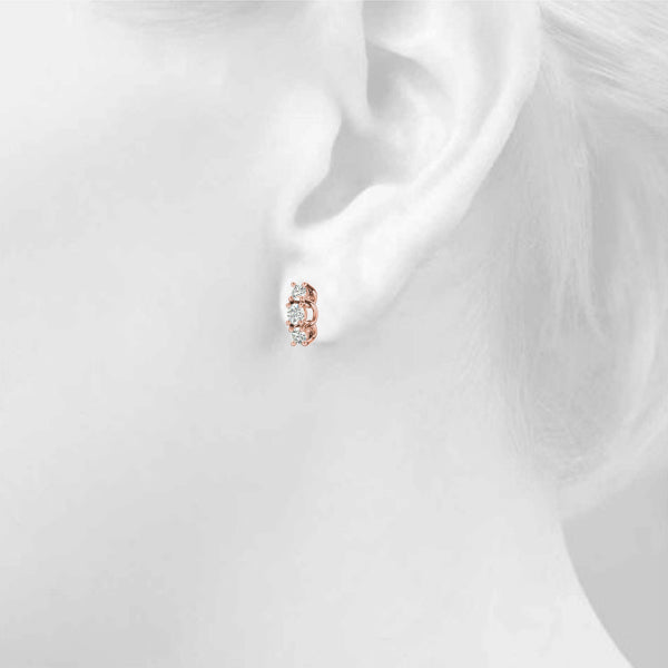 Magalie Three-stone Diamond Studs