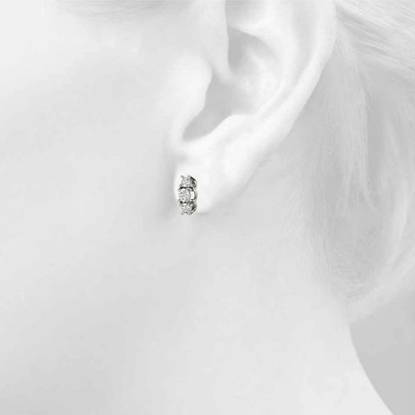 Magalie Three-stone Diamond Studs