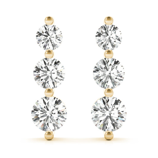 Liselotte Three-stone Diamond Stud Earrings