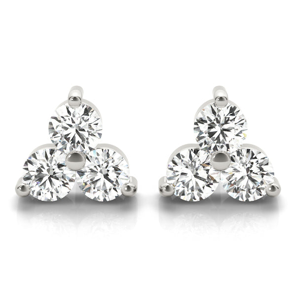 Three-Stone Diamond Stud Earrings – 0.96 ct