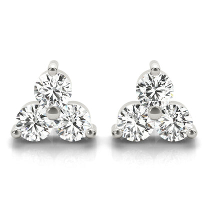 Three-Stone Diamond Stud Earrings – 0.96 ct