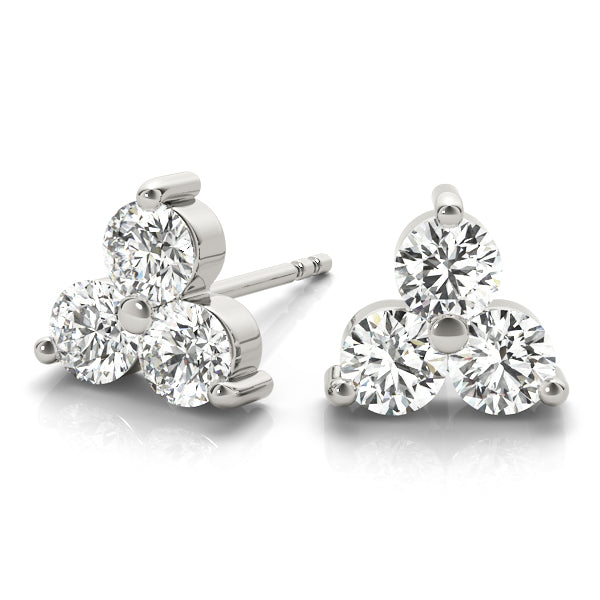 Three-Stone Diamond Stud Earrings – 0.96 ct