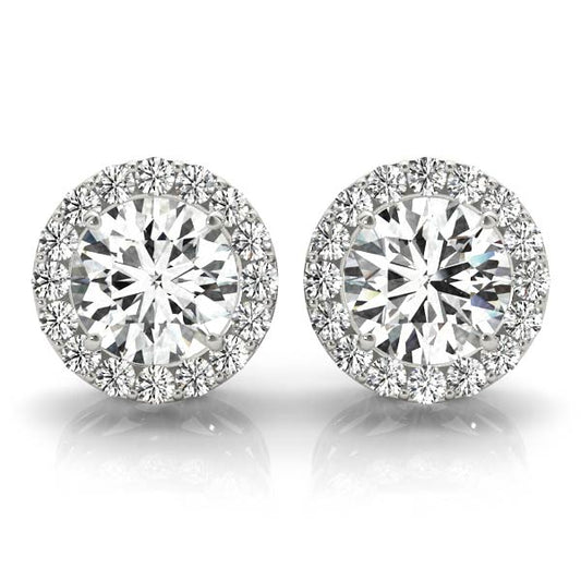 Round Halo Diamond Stud Earrings – 0.67 ct