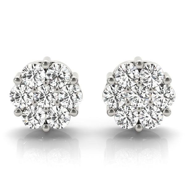 Diamond Cluster Stud Earrings – 0.98 ct