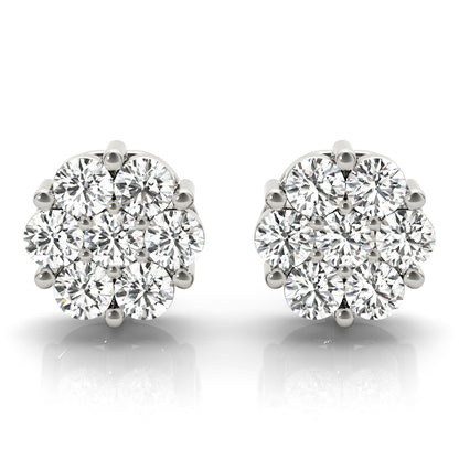 Diamond Cluster Stud Earrings – 0.98 ct