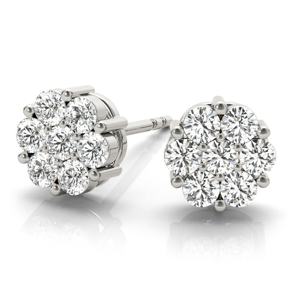 Diamond Cluster Stud Earrings – 0.98 ct