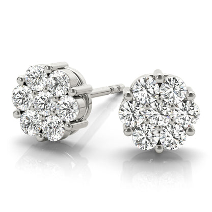 Diamond Cluster Stud Earrings – 0.98 ct