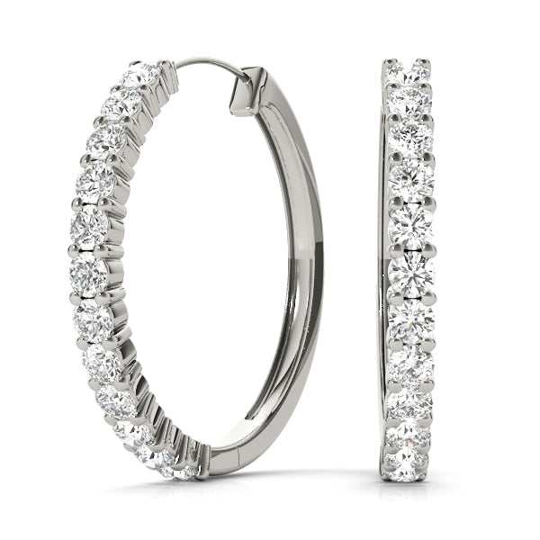 Shared-Prong Diamond Hoop Earrings – 1.08 ct