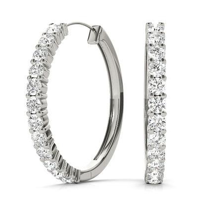 Shared-Prong Diamond Hoop Earrings – 1.08 ct