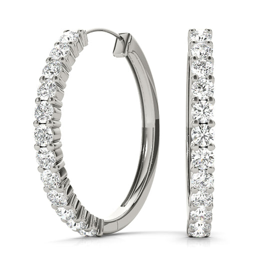 Shared-Prong Diamond Hoop Earrings – 1.08 ct