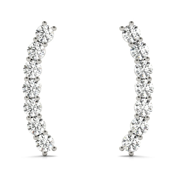 Curved Diamond Bar Earrings – 0.40 ct