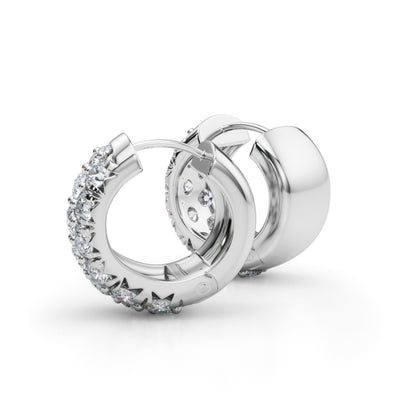 Three-Row Diamond Huggie Earrings – 3.04 ct