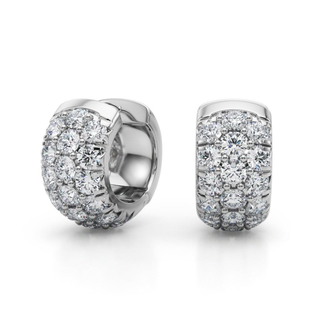 Three-Row Diamond Huggie Earrings – 3.04 ct